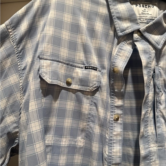 PONCHO Men's Blue Plaid Shirt - Picture 3 of 3